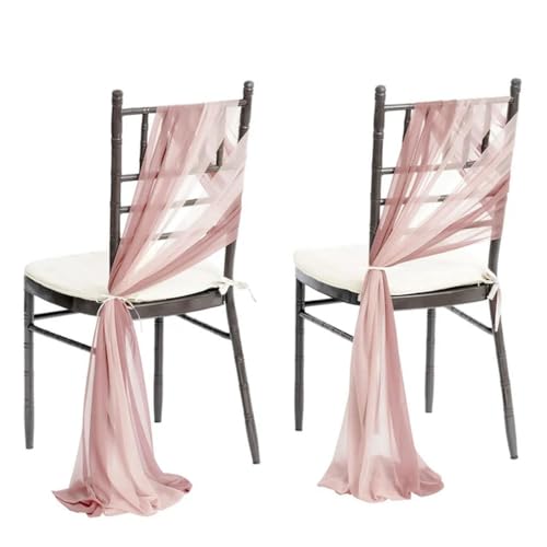 YKMYXZ Stuhl Schärpen Bögen， 24 Stück 17 x 275 cm grüne Chiffon-Stuhlschärpen, 12 Sets Hochzeits-Stuhlschärpen, Band, Hochzeit, Party, Gang, Stuhl-Dekoration(Pink) von YKMYXZ