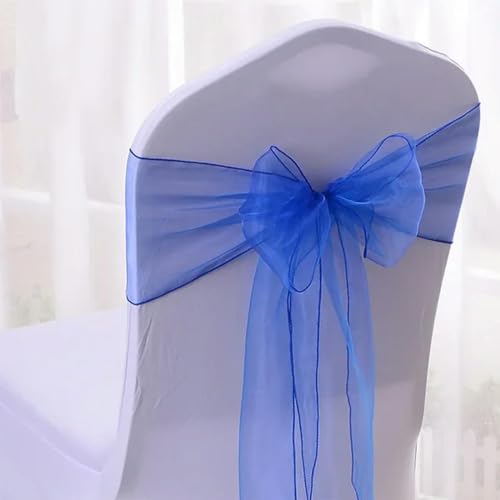 YKMYXZ Stuhl Schärpen Bögen， 25 Stück 17 x 275 cm Chiffon-Stuhlschärpen, Stuhlschärpe, Hochzeitsstuhlhussen, Band, Hochzeit, Party, Gang, Stuhldekoration, Hochzeitsdekoration(Blue) von YKMYXZ