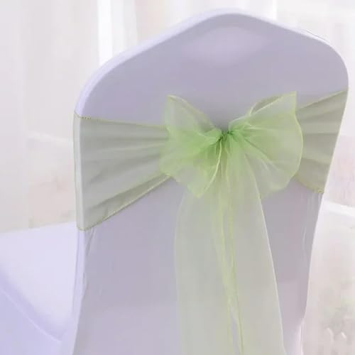 YKMYXZ Stuhl Schärpen Bögen， 25 Stück 17 x 275 cm Chiffon-Stuhlschärpen, Stuhlschärpe, Hochzeitsstuhlhussen, Band, Hochzeit, Party, Gang, Stuhldekoration, Hochzeitsdekoration(Green) von YKMYXZ