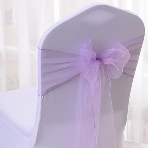 YKMYXZ Stuhl Schärpen Bögen， 25 Stück 17 x 275 cm Chiffon-Stuhlschärpen, Stuhlschärpe, Hochzeitsstuhlhussen, Band, Hochzeit, Party, Gang, Stuhldekoration, Hochzeitsdekoration(Light Purple) von YKMYXZ