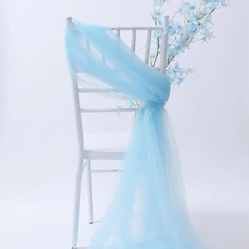 YKMYXZ Stuhl Schärpen Bögen， Organza-Stuhlschärpen, Blockschärpen, Stuhlschleifen, Hochzeitsfeier, Bankettveranstaltung, Stuhldekoration(Light Blue,50pcs) von YKMYXZ