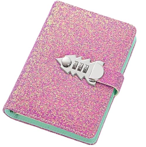 YKMYXZ journale， Notebook Pailletten PU Abdeckung Planer Bindemittel Spirale Notebooks Schreibwaren Zeitschriften Passwort Agenda Tagebuch Mit Schloss Hinweis Buch for Die Schule(Pink) von YKMYXZ