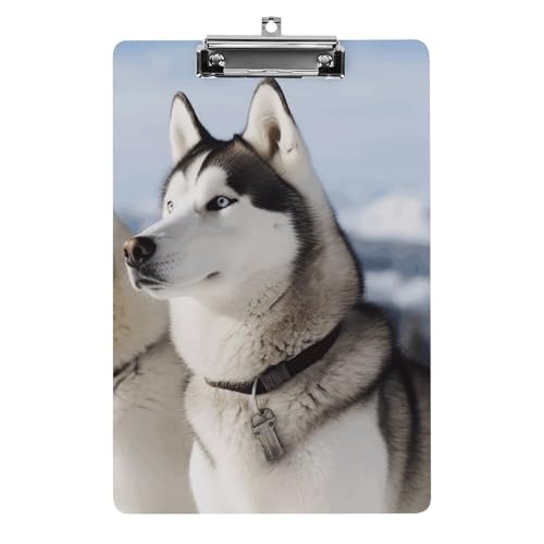 Acryl-Klemmbrett, Husky-Hunde-Druck, A4-Klemmbrett, Wandhalterung, Klemmbrett, tragbares Klemmbrett, Mehrzweck-Klemmbrett von YKUDBN