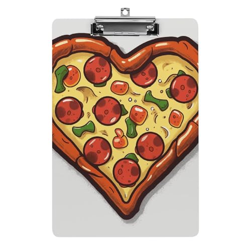 Acryl-Klemmbrett, "I Love Pizza" Herz-Druck, A4-Klemmbrett, Wandhalterung, tragbares Klemmbrett, Mehrzweck-Klemmbrett von YKUDBN