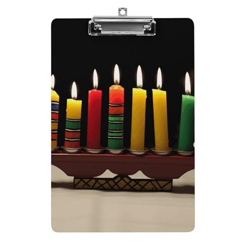 Acryl-Klemmbrett, Kwanzaa Kerzen Druck A4 Klemmbrett Wandhalterung Klemmbrett Tragbares Klemmbrett Mehrzweck-Klemmbrett von YKUDBN