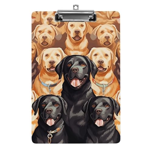 Acryl-Klemmbrett, Labrador Retriever, Hunde-Druck, A4-Klemmbrett, Wandhalterung, Klemmbrett, tragbares Klemmbrett, Mehrzweck-Klemmbrett von YKUDBN