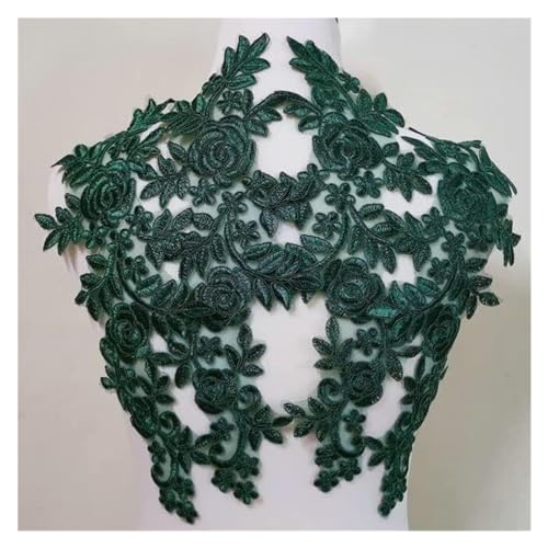 Gestickte Spitzenapplikationen, bestickte Spitzenapplikationen, 4 Stück, Spitzenblumen-Patch-Applikation, Reparatur von Hochzeitskleid-Accessoires, DIY, 36 x 14 cm(Dark Green) von YKYKY