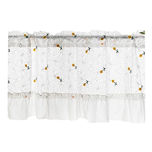 YKYKY Durchsichtiger Volant-Vorhang, Fenstervorhänge, Halbfenstervorhänge, Netzvorhänge Volant for Fenster – Café-Küchenvorhänge mit Blumenstickerei(W x H 120x40cm) von YKYKY