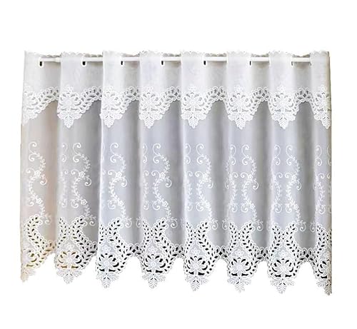 YKYKY Schiere Valance-Vorhang, Fenstervorhänge, Schiere Küchen-Valance-Vorhang, halbtransparenter bestickter Fenster-Valance-Vorhang 1 Stück,(W x H 150x120cm) von YKYKY