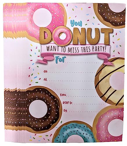 20 Donut-Party-Einladungen, rosa Umschläge, Geburtstag, Verlobung, Babyparty von YLAB