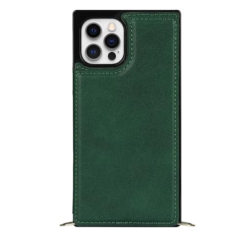 YLFFFZXK Hülle für iPhone 16 Pro Max/16 Pro/16 Plus/16, Crossbody-Wallet-Telefonhülle mit Magnetverschluss, Kartenfach, Ständer, schmale Lederhülle, Grün, 16 von YLFFFZXK