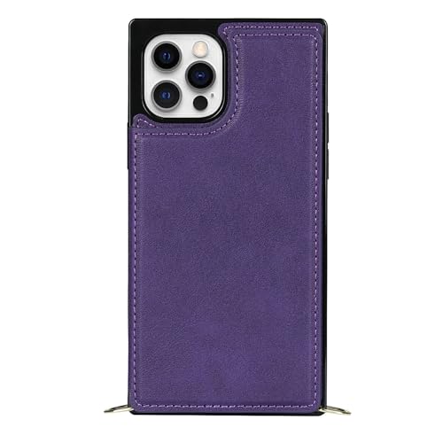 YLFFFZXK Hülle für iPhone 16 Pro Max/16 Pro/16 Plus/16, Crossbody-Wallet-Telefonhülle mit Magnetverschluss, Kartenfach, Ständer, schmale Lederhülle, Lila, 16 von YLFFFZXK