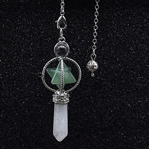 Runde Perle Merkaba Dowsing Pendel Quarz Naturstein Weiß Rosa Kristall Reiki Heilung Pendel Anhänger Pendel, YLLLLY-6686 (Metal Color : Green Aventurine) von YLLLLY