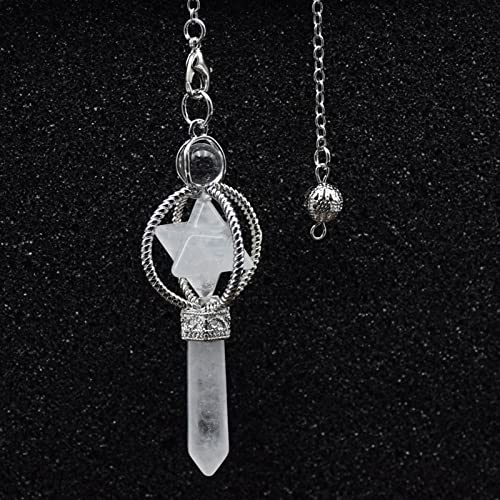 Runde Perle Merkaba Dowsing Pendel Quarz Naturstein Weiß Rosa Kristall Reiki Heilung Pendel Anhänger Pendel, YLLLLY-6686 (Metal Color : White Crystal) von YLLLLY