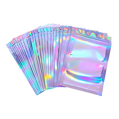 100 Stück Baggies Baggys Mylar Bags, Wiederverschließbare Beutel Mylar Beutel, Small Business Packaging, Mylar zum Aufbewahren von Süßigkeiten, Keksen, Schmuck (Holographic, 7.5×10cm) von YLLZJ