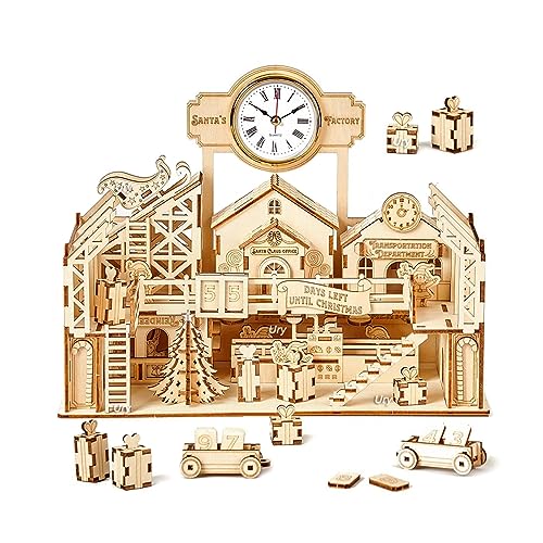 3D-Holzpuzzle, Weihnachtsfabrik - DIY-Werkstatt, Countdown-Kalender, Holzbausatz Für Kinder Und Erwachsene, A von YLME