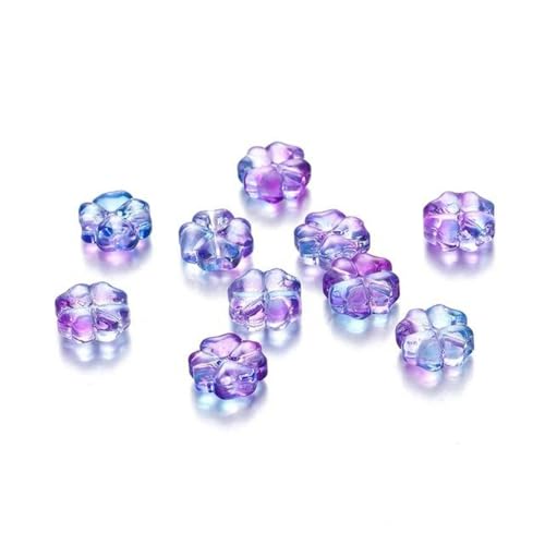 10/20 Stück 10 mm tschechische Lampwork-Kristallblumen-Abstandshalterperlen, flache, runde, lose Perlen für DIY-Schmuckherstellung, Zubehör, Zubehör-Blau-Lila-10 Stück von YLREAN