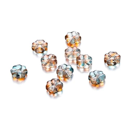 10/20 Stück 10 mm tschechische Lampwork-Kristallblumen-Abstandshalterperlen, flache, runde, lose Perlen für DIY-Schmuckherstellung, Zubehör, Zubehör-Orange Blau-10 Stück von YLREAN