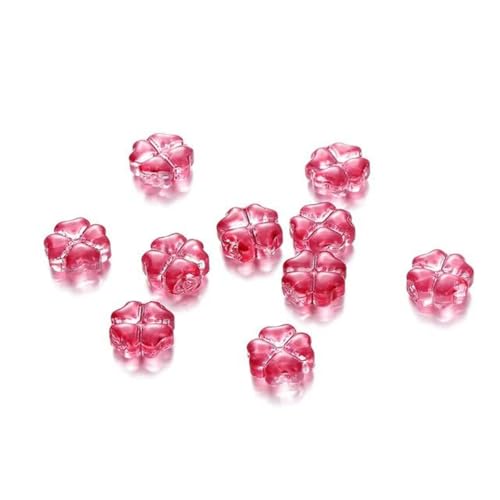 10/20 Stück 10 mm tschechische Lampwork-Kristallblumen-Abstandshalterperlen, flache, runde, lose Perlen für DIY-Schmuckherstellung, Zubehör, Zubehör-Rosenrot-10 Stück von YLREAN