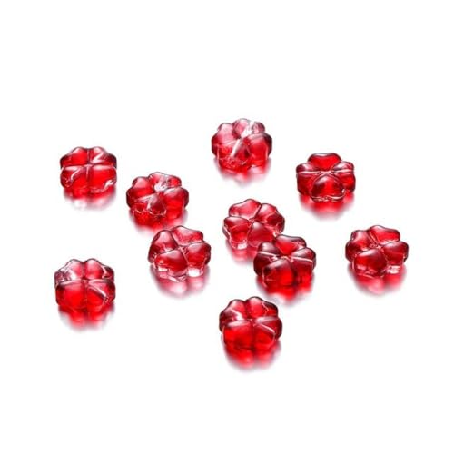 10/20 Stück 10 mm tschechische Lampwork-Kristallblumen-Abstandshalterperlen, flache, runde, lose Perlen für DIY-Schmuckherstellung, Zubehör, Zubehör-Rot-20 Stück von YLREAN