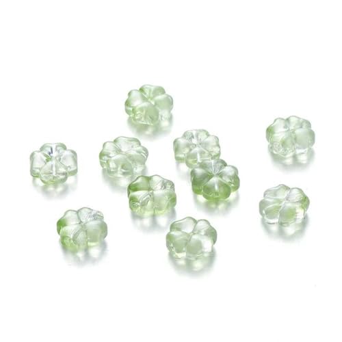 10/20 Stück 10 mm tschechische Lampwork-Kristallblumen-Abstandshalterperlen, flache, runde, lose Perlen für die Herstellung von DIY-Schmuckzubehör, Grün 02 – 10 Stück von YLREAN