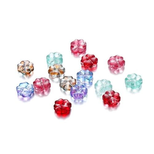 10/20 Stück 10 mm tschechische Lampwork-Kristallblumen-Abstandshalterperlen, flache, runde, lose Perlen zur Herstellung von DIY-Schmuckzubehör, gemischte Farben, 10 Stück von YLREAN