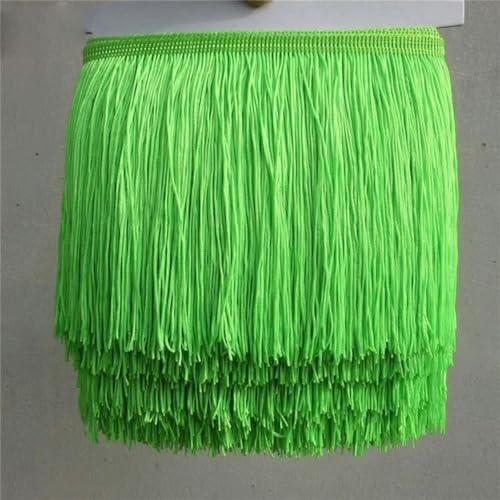 10 Yards 15 cm lange Fransenbesatz-Quaste, Spitzenband zum Nähen von lateinamerikanischen Kleidern, Bühnenkleidung, Vorhangzubehör - 10 Yards - fluoreszierendes Grün von YLREAN