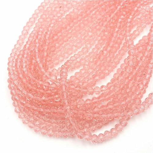 2/3/4/6/8 mm Rondelle Österreichische facettierte Kristallglasperlen Lose Abstandsperlen zur Schmuckherstellung DIY-Zubehör-Rosa-4 mm von YLREAN