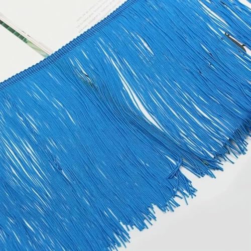 2/5 Meter 20 cm lange Quaste Fransenbesatz Spitzenband Lateinischer Tanz Kleid Kleidung Vorhang Fransen Stoff Nähbesatz Zubehör-2 Meter-Blau von YLREAN
