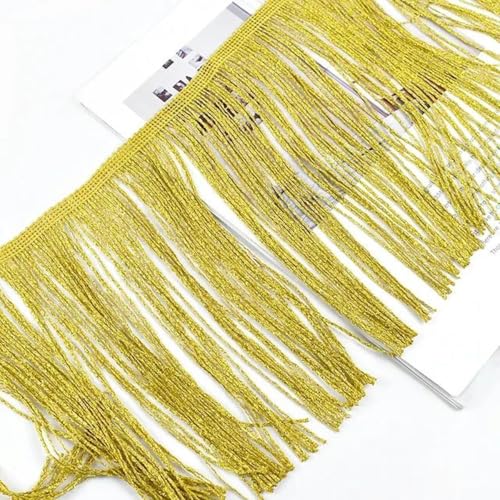 2/5 Meter 20 cm lange Quaste Fransenbesatz Spitzenband Lateinischer Tanz Kleid Kleidung Vorhang Fransen Stoff Nähbesatz Zubehör-2 Meter-Gold von YLREAN