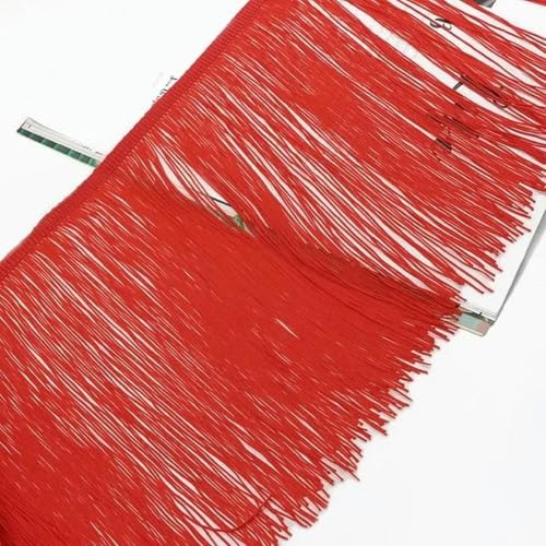 2/5 Meter 20 cm lange Quaste Fransenbesatz Spitzenband Lateinischer Tanz Kleid Kleidung Vorhang Fransen Stoff Nähbesatz Zubehör-2 Meter-Rot von YLREAN