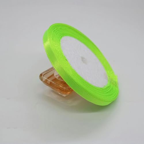 25 Yards/Rolle 6 mm DIY künstliche Seidensatinbänder zum Basteln, Schleifen, Karten, Geschenkverpackungen, handgemachtes Geschenkpapier, Party- und Hochzeitsdekoration-57 fluoreszierendes Grün-Breite von YLREAN