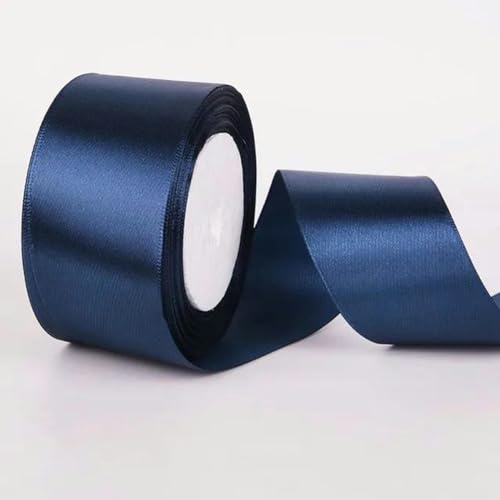 25 Yards/Rolle Satinbänder Hochzeitsfeier Dekorativer Geschenkbox-Verpackungsgürtel DIY Handarbeit 6 mm 1 cm 1,5 cm 2 cm 2,5 cm 4 cm 5 cm-Marineblau-Durchmesser 15 mm von YLREAN