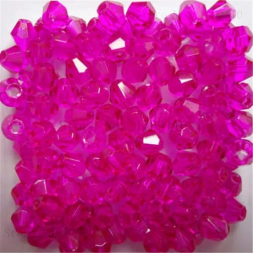 3 mm, 4 mm, 6 mm, 8 mm, doppelkegelförmiger österreichischer Kristallperlen-Anhänger, Glasperle, lose Abstandsperle zur DIY-Schmuckherstellung, rosa, 4 mm, 100 Stück pro Beutel von YLREAN