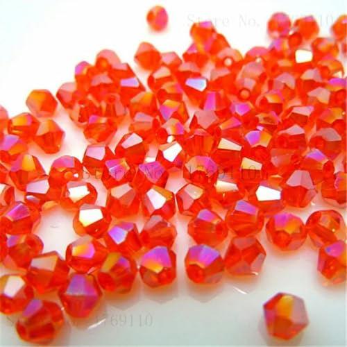 3 mm, 4 mm, 6 mm, 8 mm, doppelkegelförmiger österreichischer Kristallperlen-Anhänger, Glasperle, lose Abstandsperle zur Herstellung von DIY-Schmuck, orange ab-4 mm, 100 Stück pro Beutel von YLREAN