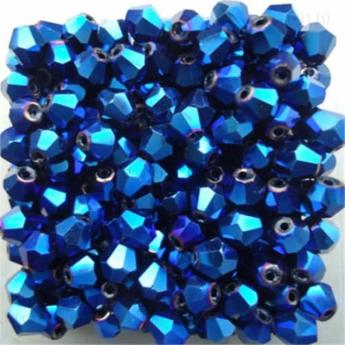 3 mm, 4 mm, 6 mm, 8 mm, doppelkegeliger österreichischer Kristallperlen-Anhänger, Glasperle, lose Abstandsperle zur DIY-Schmuckherstellung, glänzendes Blau, 3 mm, 100 Stück pro Beutel von YLREAN