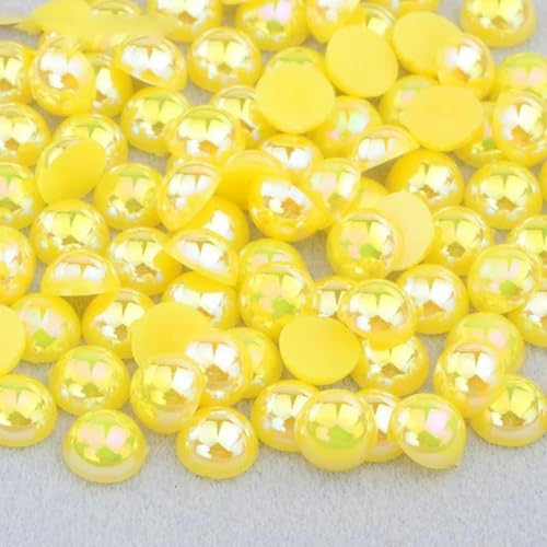 4 6 8 10 12 mm weiße AB Flatback-Perlen, Strass-Imitation, halbrunde Perle, nicht Hot Fix, Kristallaufkleber, DIY-Bastel-Strass-Citrin AB-2 mm, 1000 Stück von YLREAN