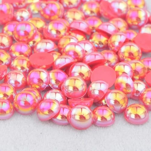 4 6 8 10 12 mm weiße AB Flatback-Perlen, Strass-Imitation, halbrunde Perle, nicht Hot Fix, Kristallaufkleber, DIY-Bastel-Strass-Rot AB-20 mm, 5 Stück von YLREAN