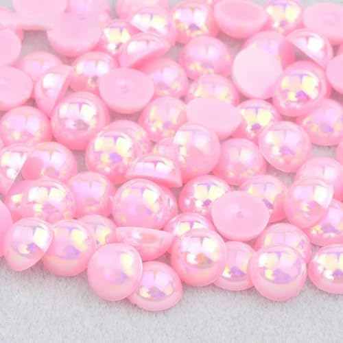 4 6 8 10 12 mm weiße AB Flatback-Perlen, Strass-Imitation, halbrunde Perle, nicht Hot Fix-Kristallaufkleber, DIY-Bastel-Strass-Pink AB-2 mm, 1000 Stück von YLREAN