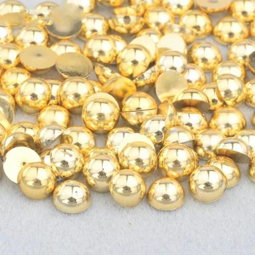 4 6 8 10 12 mm weiße AB Flatback-Perlen Strass-Imitation, halbrunde Perle, nicht Hot Fix-Kristallaufkleber, DIY-Bastel-Strass-Gold, 10 mm, 100 Stück von YLREAN