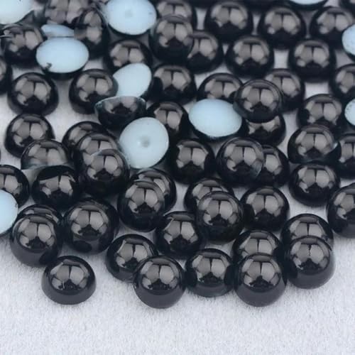 4 6 8 10 12 mm weiße AB Flatback-Perlen Strass-Imitation, halbrunde Perle, nicht Hot Fix-Kristallaufkleber, DIY-Bastel-Strass-Schwarz-18 mm, 20 Stück von YLREAN