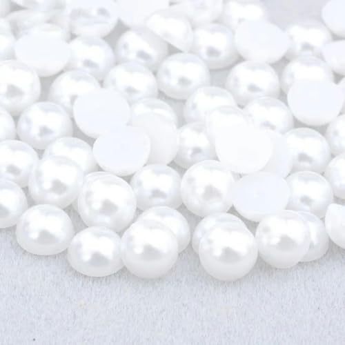 4 6 8 10 12 mm weiße AB Flatback-Perlen Strass-Imitation, halbrunde Perle, nicht Hot Fix-Kristallaufkleber, DIY-Bastel-Strass-Weiß-14 mm, 30 Stück von YLREAN