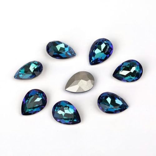 7–18 mm, 31 Farben, Kristall-Wassertropfen-Strasssteine für Kleidungsstücke, Basteln, Charms, Schmuck, 3D-Nagelkunst, DIY-Dekorationen – Bermudablau – 13 x 18 mm – 20 Stück von YLREAN