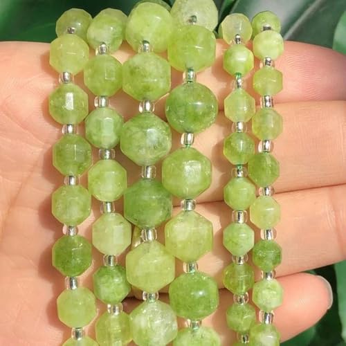 Natürlicher facettierter bunter Turmalinkristall, runde lose Abstandsperlen zur Schmuckherstellung, DIY-Armband-Halskette, 6/8/10 mm, grüne Peridote, 6 mm, 20 Stück von YLREAN