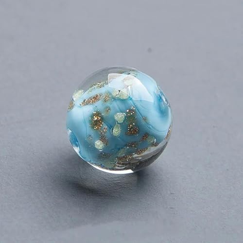 Runde Form, 6 mm, 8 mm, 10 mm, 12 mm, 14 mm, handgefertigte lose Glasperlen aus Lampwork zur Schmuckherstellung, DIY-Bastelzubehör-13-undurchsichtiges Seeblau-12 mm-10 Stück von YLREAN