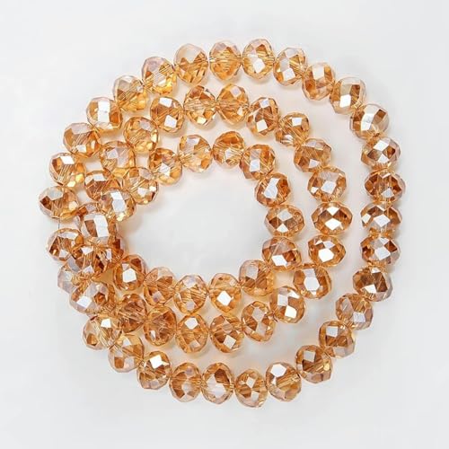 Strang bunte transparente glänzende AB Kristall Rondell Glas facettierte Perlen für Schmuckherstellung Schmuck DIY Accessorice-Golden Shadow-6x8mm-65PCS von YLREAN