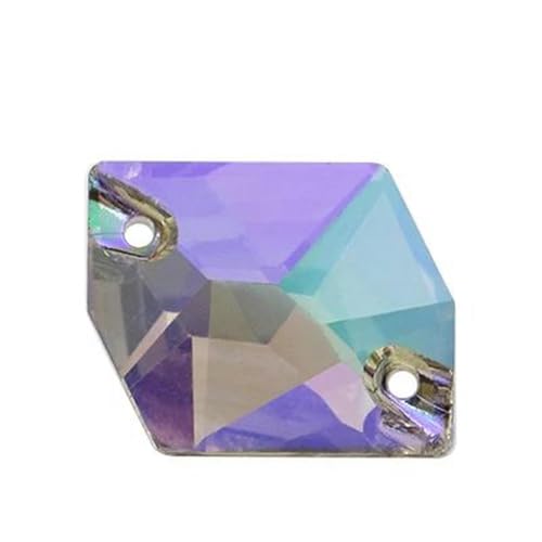 Strass-Applikation in brillanter Farbe zum Aufnähen, loser Edelstein, flache Rückseite, Motiv Strass-Diamant, DIY-Geisterlicht, 11 x 14 mm, 5 Stück von YLREAN