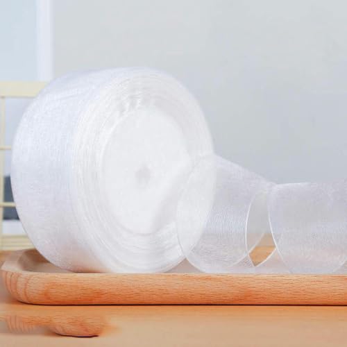 Transparente Chiffonbänder, 3,8 cm x 45,7 m, Organzaband zum Verpacken von selbstgemachten Hochzeitsfeiern und Heimdekorationen, 1001, 40 mm x 45,7 m von YLREAN