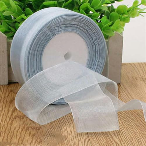 Transparente Chiffonbänder, 3,8 cm x 45,7 m, Organzaband zum Verpacken von selbstgemachten Hochzeitsfeiern und Heimdekorationen, BK38 – 40 mm x 45,7 m von YLREAN