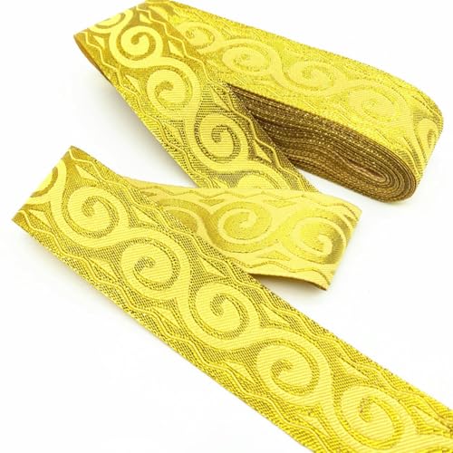 Yards Gold Silber Vintage Ethnische Stickerei Spitzenband Boho Spitzenbesatz DIY Kleidung Tasche Zubehör Bestickter Stoff-05 (33mm Gold)-7 Yards von YLREAN